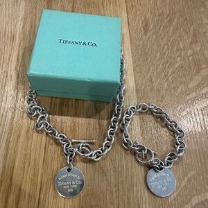 Tiffany & Co 925 round toggle necklace & bracelet set in silver